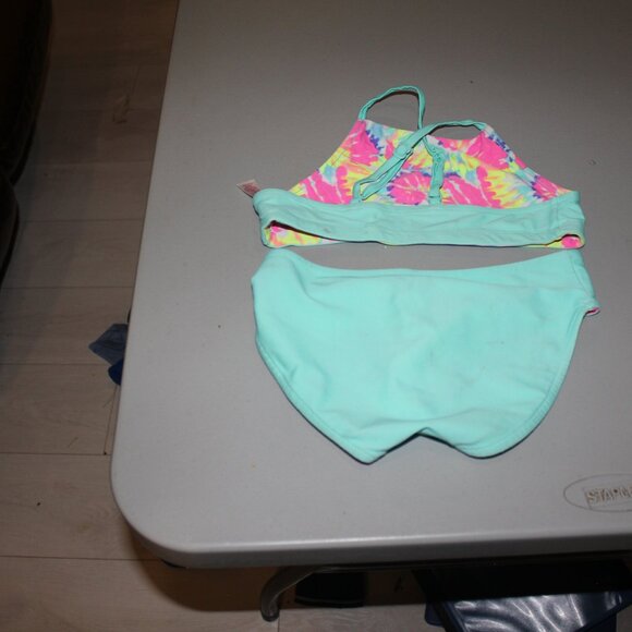 Multi Color 2 Pcs Justice Reversibile Bikini Swimsuit Size 8 - Picture 2 of 11